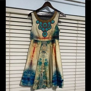 Anthropologie Embroidered Neck Line Dress